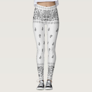 Svartvit Paisley-design Leggings