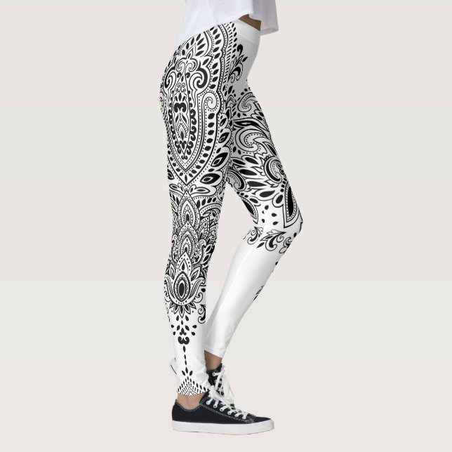 Svartvit paisley mandala leggings (Höger)