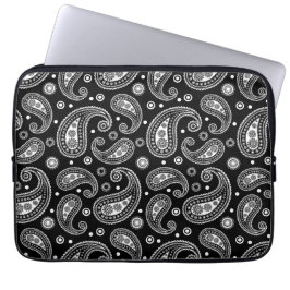 Svartvit Paisley Mönster Laptop Fodral