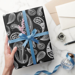 Svartvit Paisley mönster Presentpapper