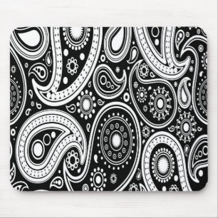 Svartvit paisley Mouse Pad Musmatta