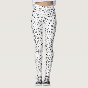 Svartvit Paisley-utskrift Leggings