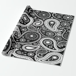 Svartvit Paisley Wrapping Papper Presentpapper