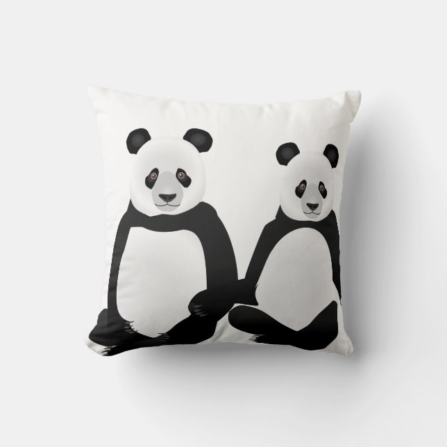 Svartvit Panda Bear och Unge Kudde (Framsida)
