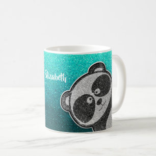 Svartvit Panda Glitter Magic Gnistra Namn Kaffemugg