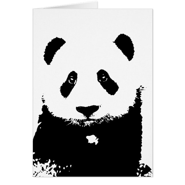 Svartvit Panda Hälsningskort (Framsidan)