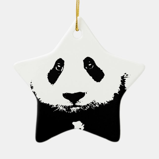 Svartvit Panda Julgransprydnad Keramik (Framsidan)