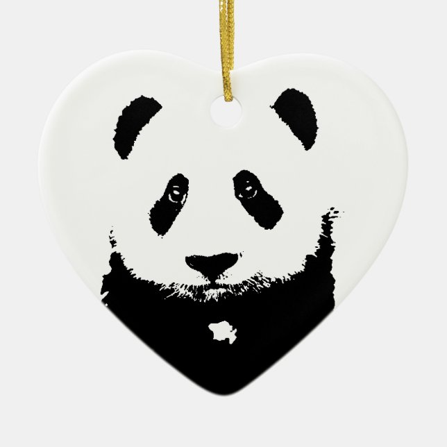 Svartvit Panda Julgransprydnad Keramik (Framsidan)