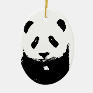 Svartvit Panda Julgransprydnad Keramik