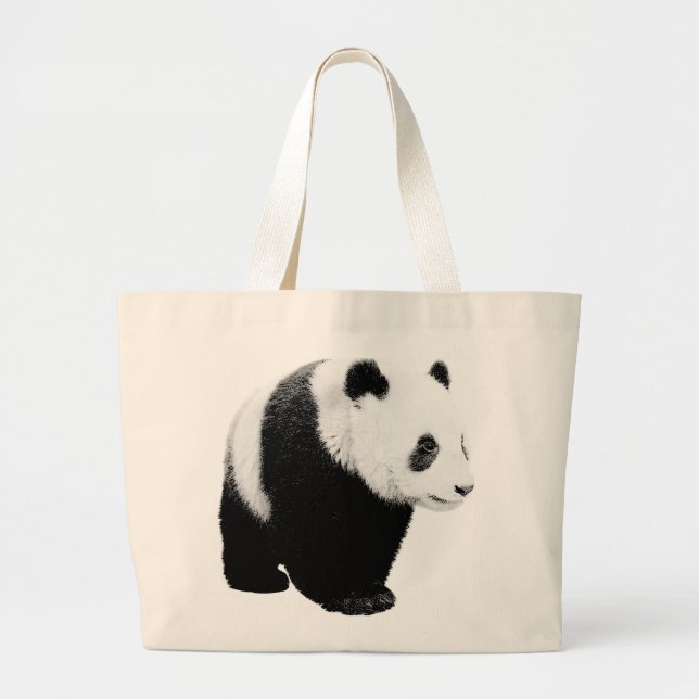Svartvit Panda Jumbo Tygkasse (Framsidan)