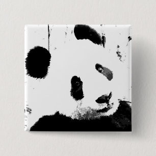 Svartvit Panda Knapp