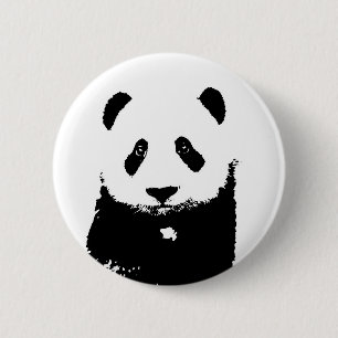 Svartvit Panda Knapp