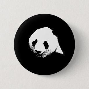 Svartvit Panda Knapp