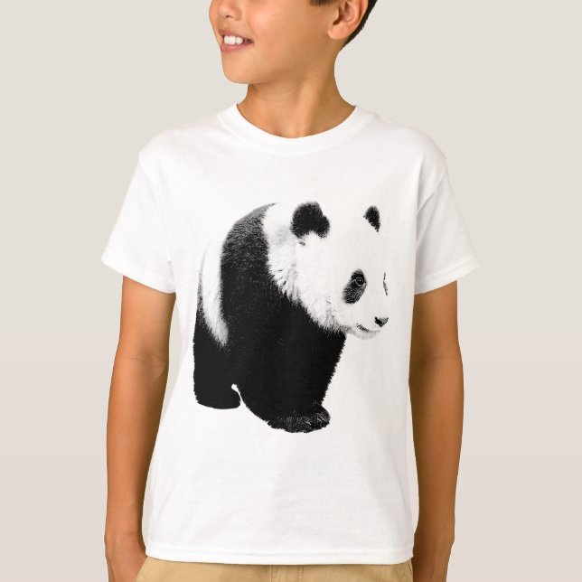 Svartvit Panda Tee Shirt (Framsida)