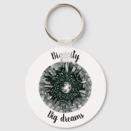 Svartvit panorama under Måne Nyckelring