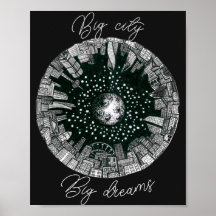 Svartvit panorama under Måne