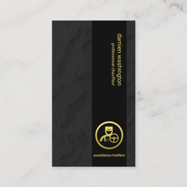 Svartvit, Papper Crease Struktur svart kolonnchauf Visitkort (Framsida)