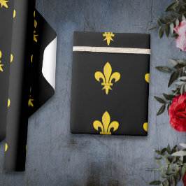 Svartvit Papper med guld Fleur de Lis Presentpapper