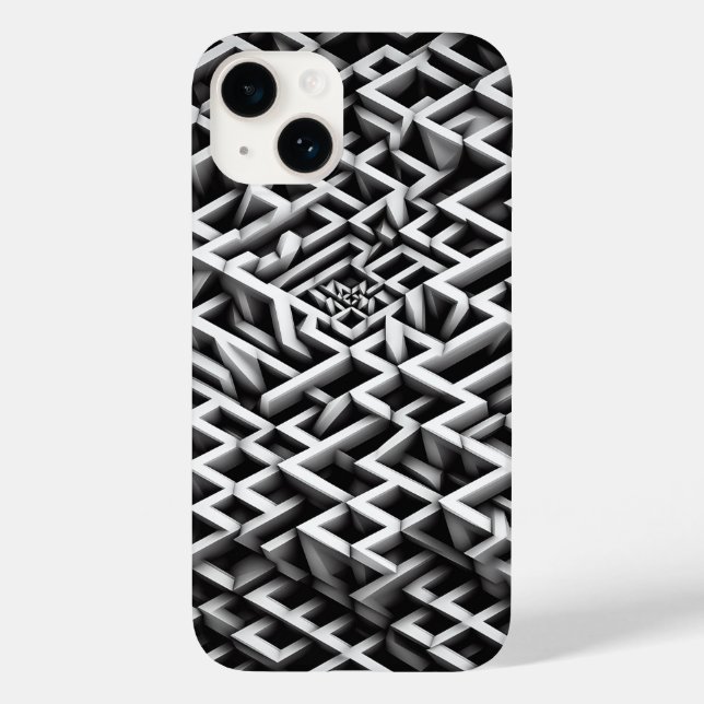 Svartvit Paradox Labyrint Telefonfodral - 3D svart (Baksida)