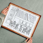 Svartvit Paris Cafe Poster<br><div class="desc">Unik,  handdragen illustration av Paris-caféet. Spelande konstutskrifter för ditt hem!</div>