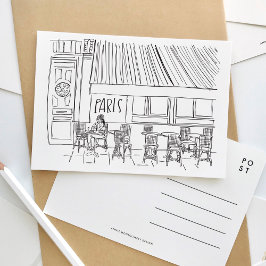 Svartvit Paris Cafe-vykort Inbjudan Vykort