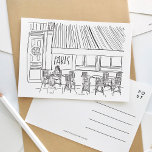 Svartvit Paris Cafe-vykort Inbjudan Vykort<br><div class="desc">Ett vackert illustrerat svart och vitt vykort med en underbar Paris cafe-scen.</div>