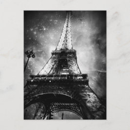 Svartvit Paris-postkort, Eiffel Torn Vykort