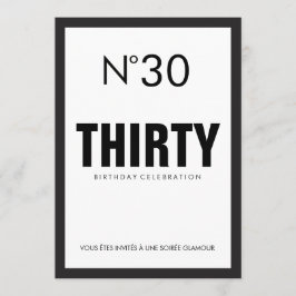 Svartvit PARIS Theme 30års födelsedag Party Inbjudningar