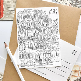 Svartvit parisiskt hörnvykort inbjudan vykort