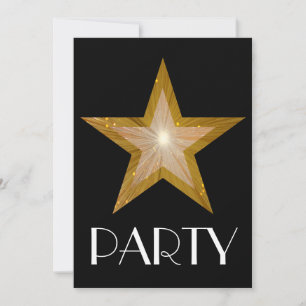 Svartvit "Party"-inbjudan till Guld Star Inbjudningar