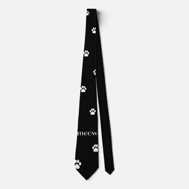 Svartvit Pawprint Tie Slips (Framsida)