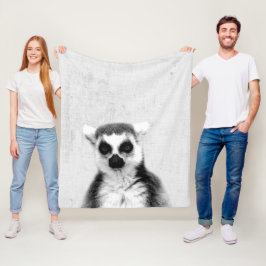Svartvit Peekaboo Lemur Minimalist Nursery Fleecefilt