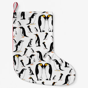 Svartvit penguin Mönster Liten Julstrumpa