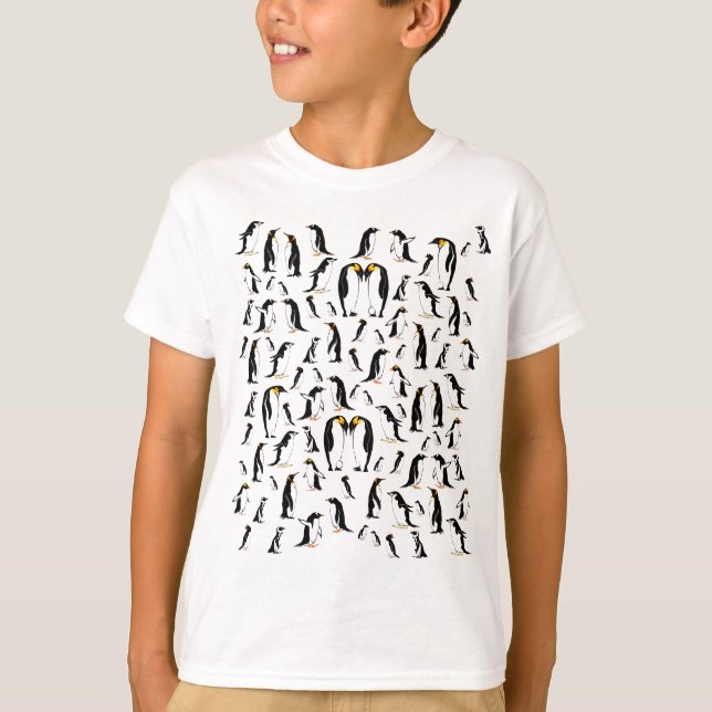 Svartvit penguin Mönster T Shirt (Framsida)