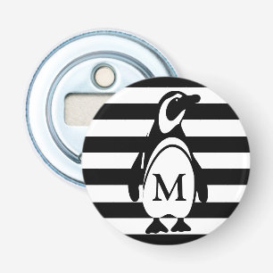 Svartvit penguin och Rand Monogram Flasköppnare