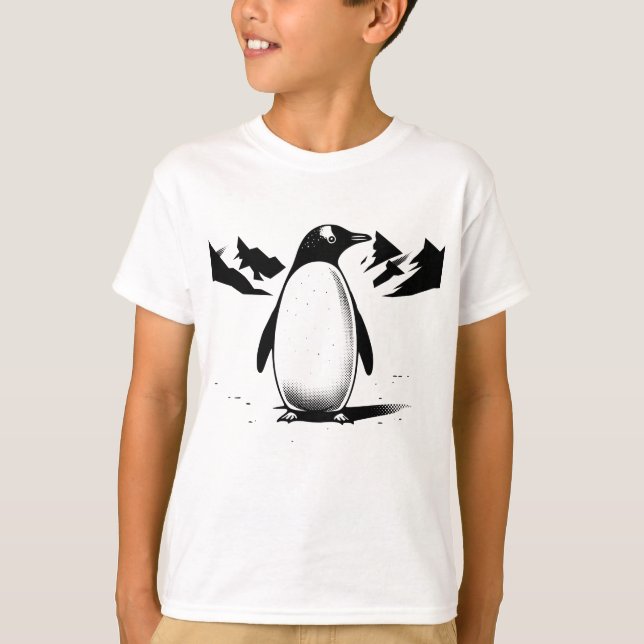 Svartvit Penguin T Shirt (Framsida)