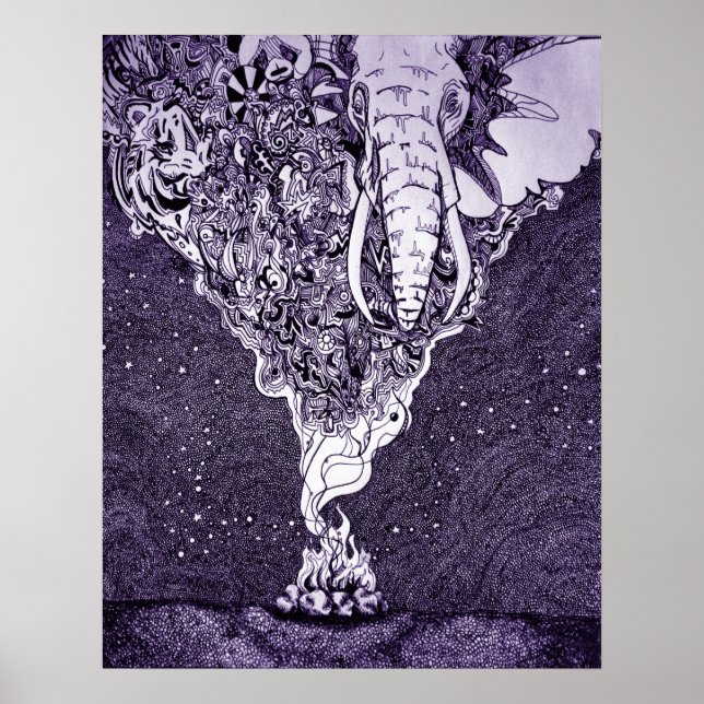 svartvit penna och bläck teckning poster (Framsidan)