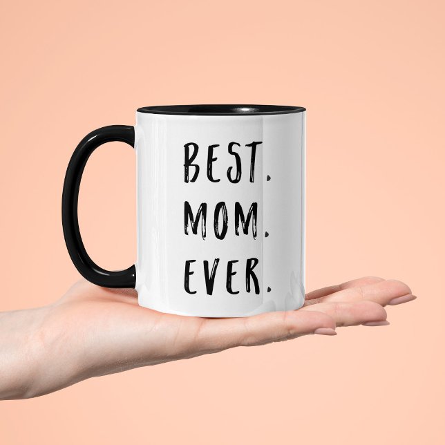 Svartvit pensel Lettering Bästa Mamma någonsin Två-Tonad Mugg (Skapare uppladdad)