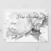 Svartvit peony-elegant blommigt vattenfärgsdel