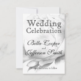 Svartvit peony-elegant blommigt vattenfärgsdel spara datumet