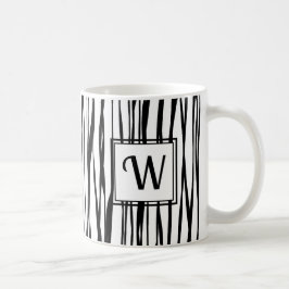 Svartvit personlig Elegant, Monogram White Kaffemugg