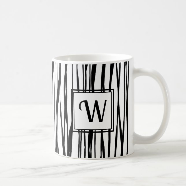 Svartvit personlig Elegant, Monogram White Kaffemugg (Höger)