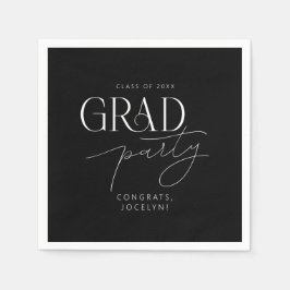 Svartvit Personlig, minimalistisk Grad Party Pappersservett