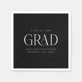 Svartvit Personlig, minimalistisk Grad Party Pappersservett