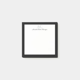 Svartvit Personlig Monogram Namn Post-it Block
