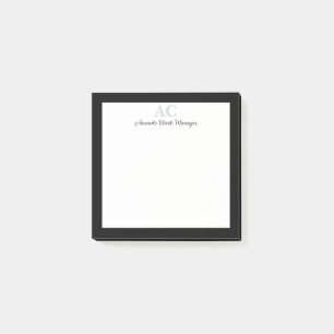 Svartvit Personlig Monogram Namn Post-it Block
