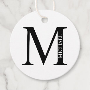 Svartvit Personlig Monogram och Namn Fav Gåvor Etiketter