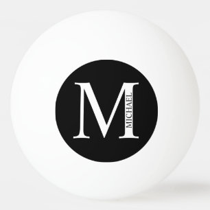 Svartvit Personlig Monogram och Namn Pin Pingisboll