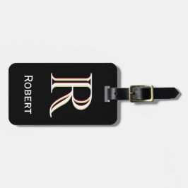 Svartvit personlig namn i monogram bagagebricka