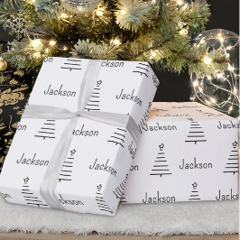 Svartvit personlig Namn Julgran Presentpapper